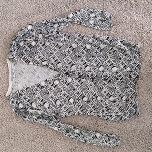 H&M black and white geometric patterned cardigan medium